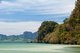 Thailand: Coastal forest and cliffs with Ko Muk (Muk Island) in the background, Hat Chao Mai National Park, Trang Province